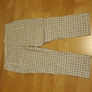 Chicos Offwhite & Black Checkered Stripe Stretch Pants 3P